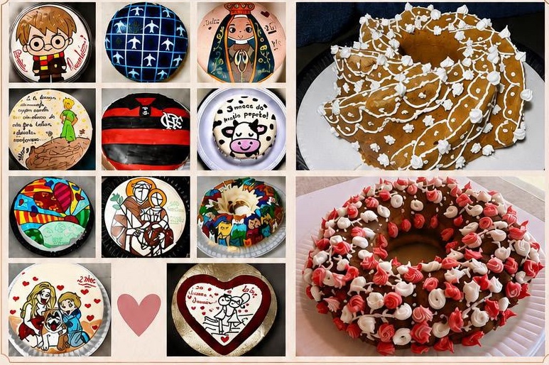 Mosaico de Bolos Afetivos Pintados à Mão